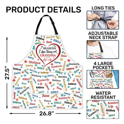 The Reason I Love Being A Grandma | Personalized Apron With Pocket