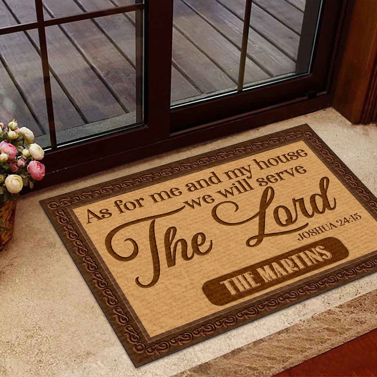 As For Me And My House We Will Serve The Lord | Personalized Doormat JSDMPN1724L