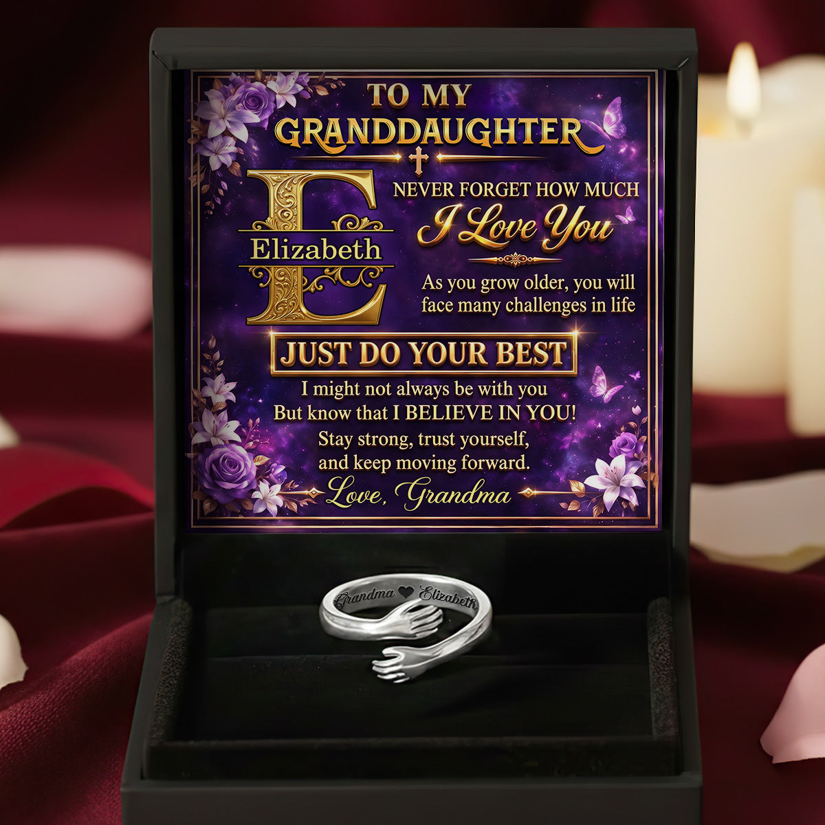 To My Granddaughter Never Forget How Much I Love You | Personalized Hug Ring