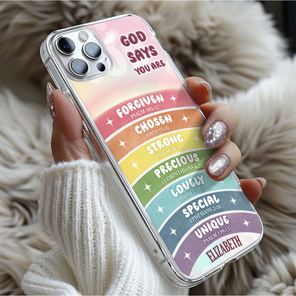 God Says You Are | Personalized Clear Silicone Phone Case