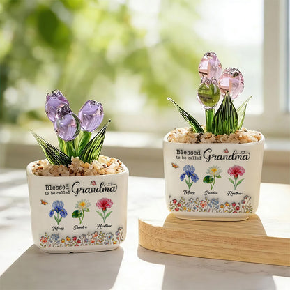 Blessed To Be Called Grandma | Personalized Glass Everlasting Tulips