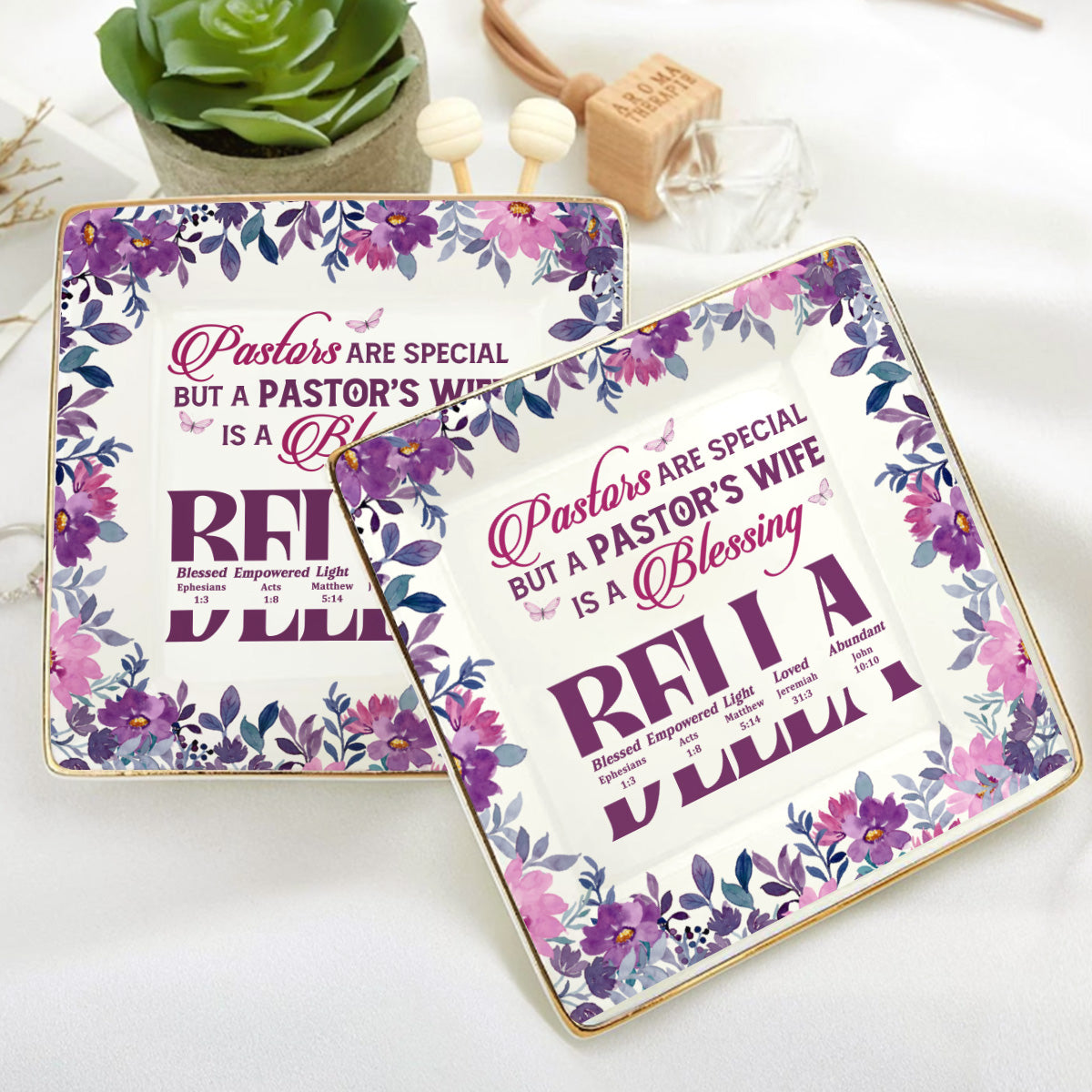 Pastor's Wife Is A Blessing | Personalized Ceramic Ring Dish Square