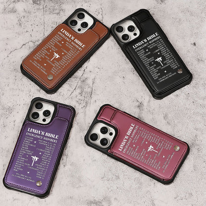 Bible Emergency Numbers | Personalized Leather Flip Wallet Phone Case