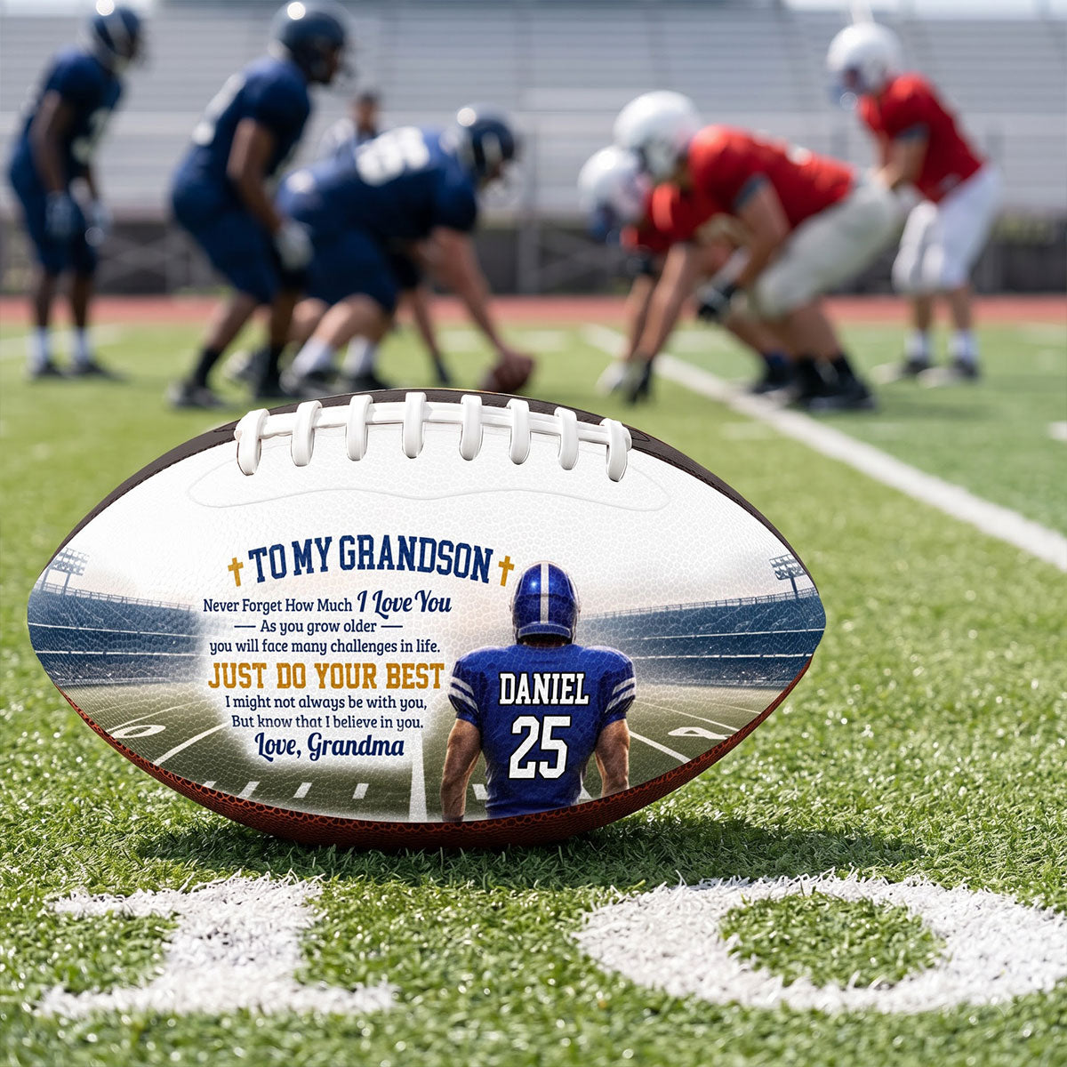 To My Grandson Never Forget How Much I Love You  | Personalized Football