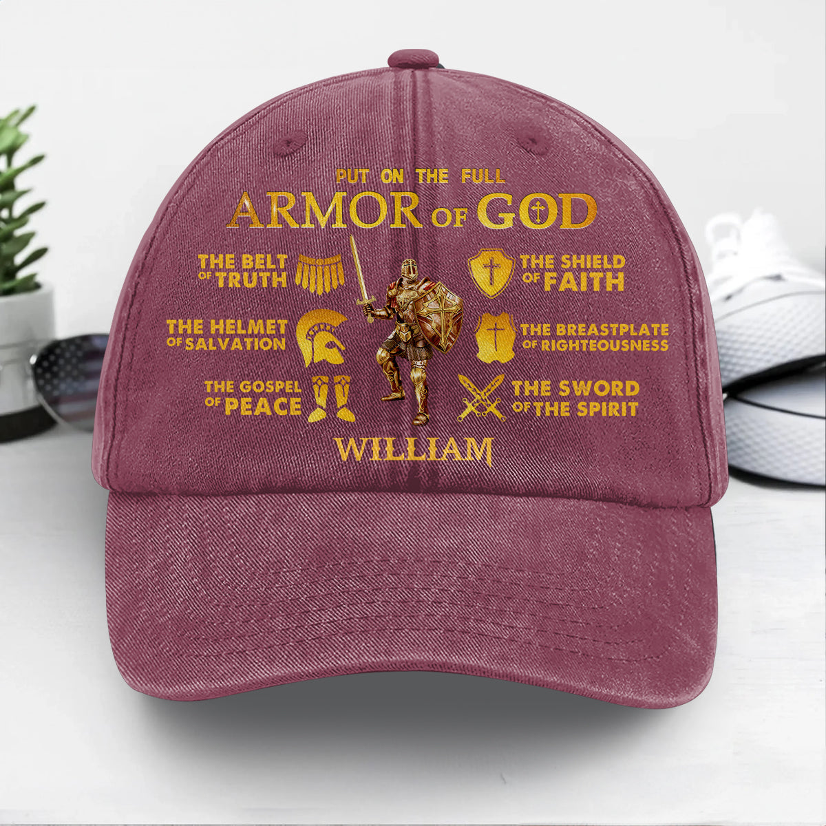 Armor Of God  | Personalized Vintage Washed Denim Cap