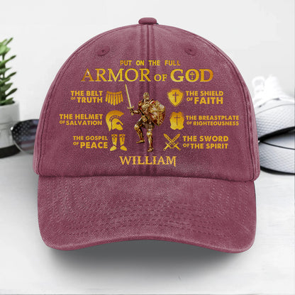 Armor Of God  | Personalized Vintage Washed Denim Cap