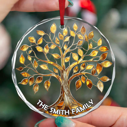 Family Tree Of Life | Personalized 1-Side Round Glass Ornament JSURGOPHLL2717TA