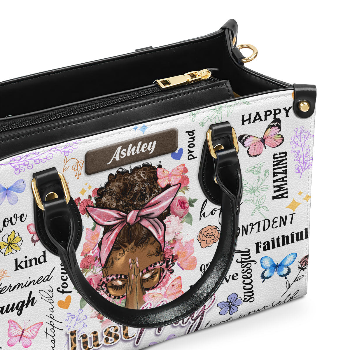 Just Pray | Personalized Leather Handbag JSLHBHLHA1366M