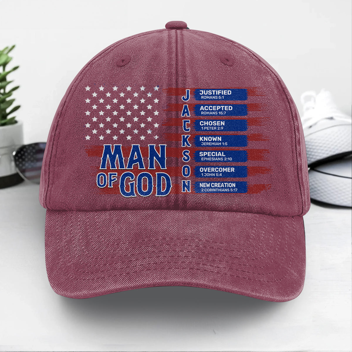 Man Of God  | Personalized Vintage Washed Denim Cap