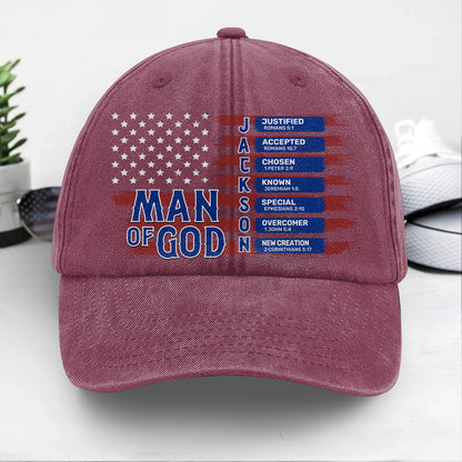 Man Of God  | Personalized Vintage Washed Denim Cap
