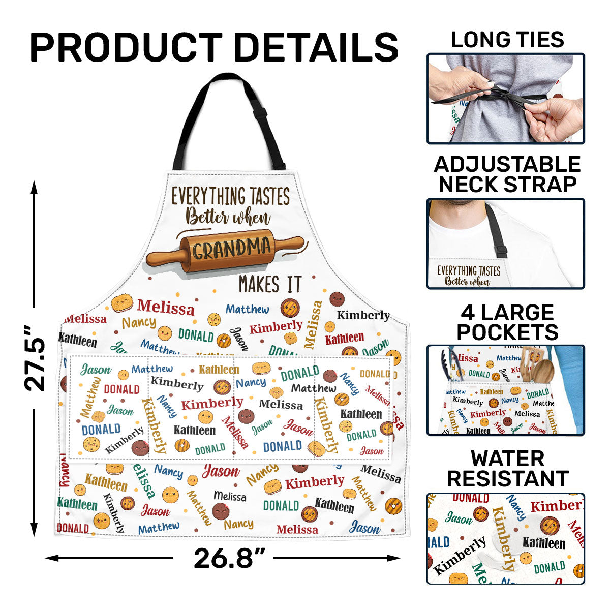 Everything Tastes Better When Grandma Makes It | Personalized Apron With Pocket