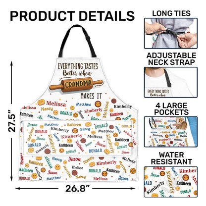 Everything Tastes Better When Grandma Makes It | Personalized Apron With Pocket