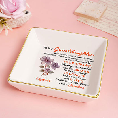 To My Granddaughter | Personalized Jewelry Dish