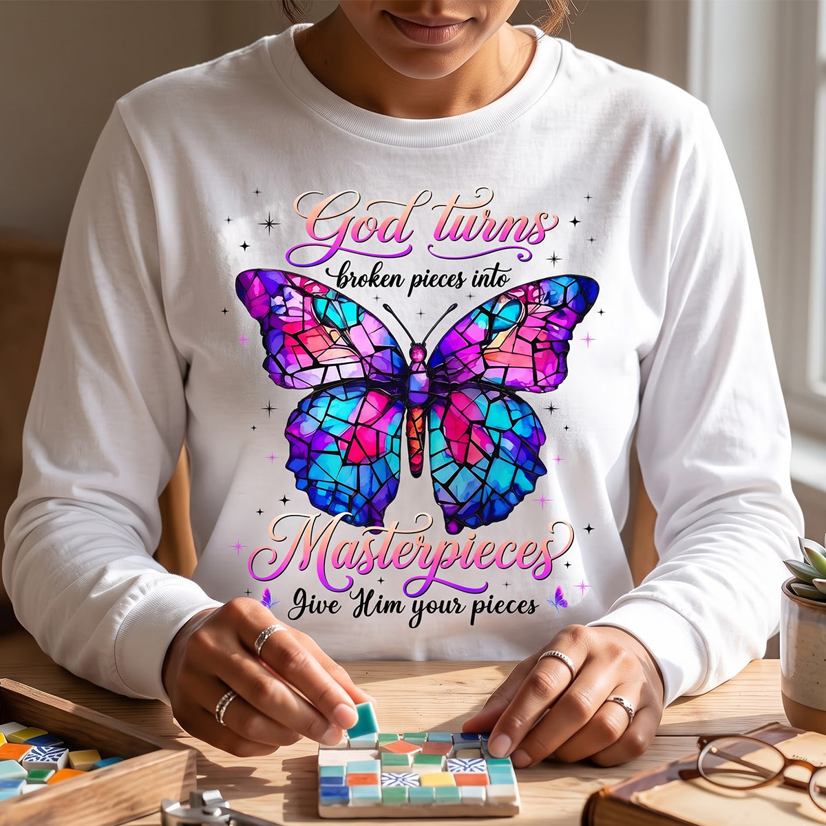 Broken Pieces Into God’s Masterpiece |  2D Unisex Long Sleeve