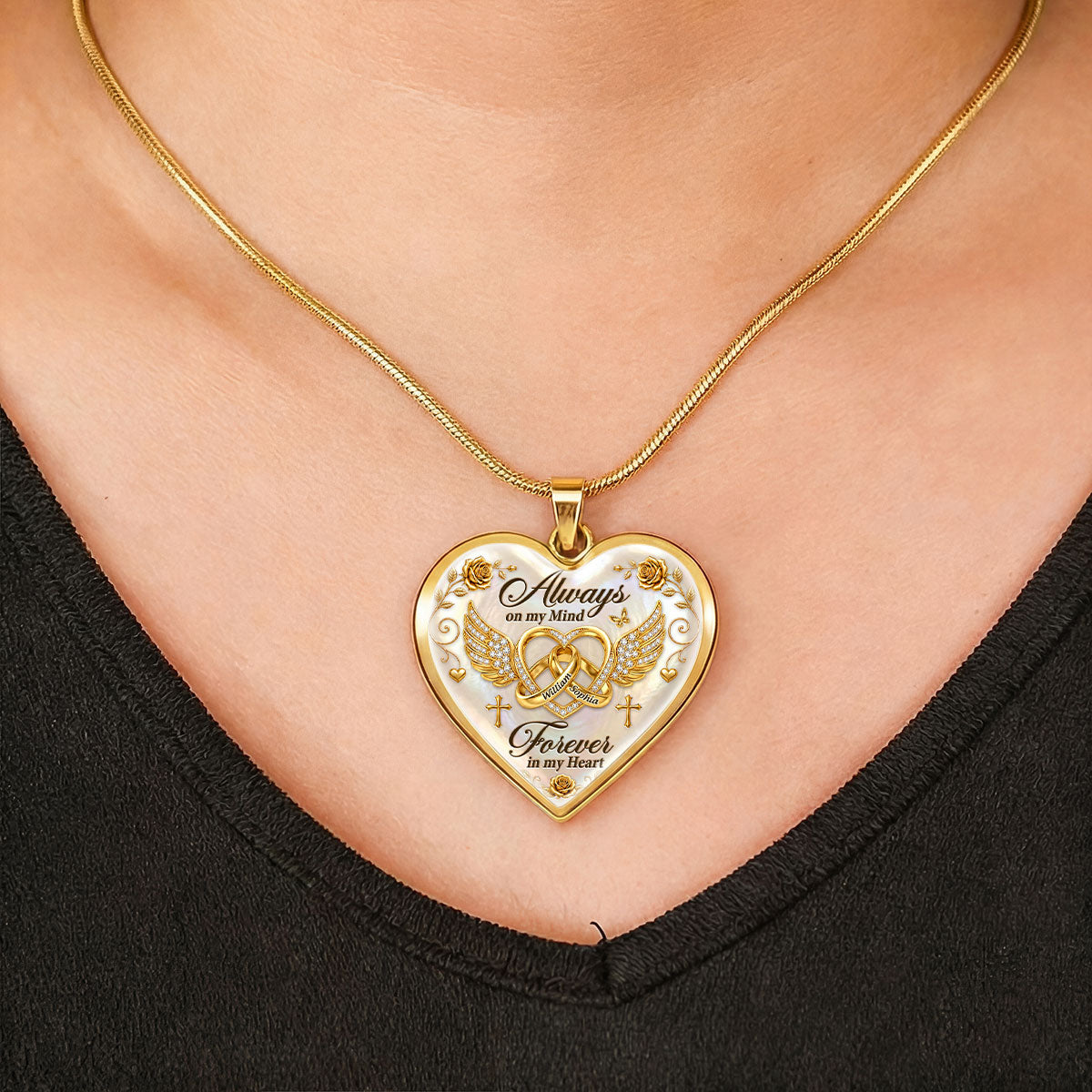 Guardian Wings Of Love | Personalized Heart Necklace