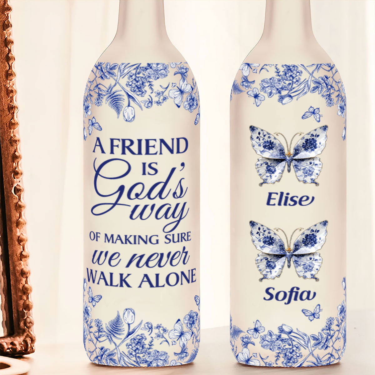A Friend Is God's Way Of Making Sure We Never Walk Alone | Personalized Bottle Lamp