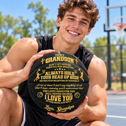 To My Grandson My Son Always Hold Your Head Up High | Personalized Basketball