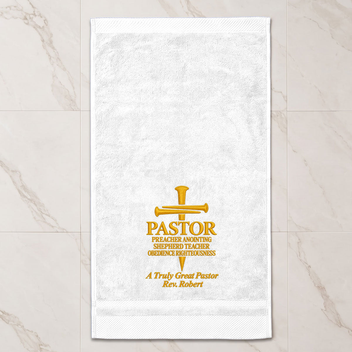 Honoring A Faithful Servant Pastor | Personalized Embroidered Fingertip Towel