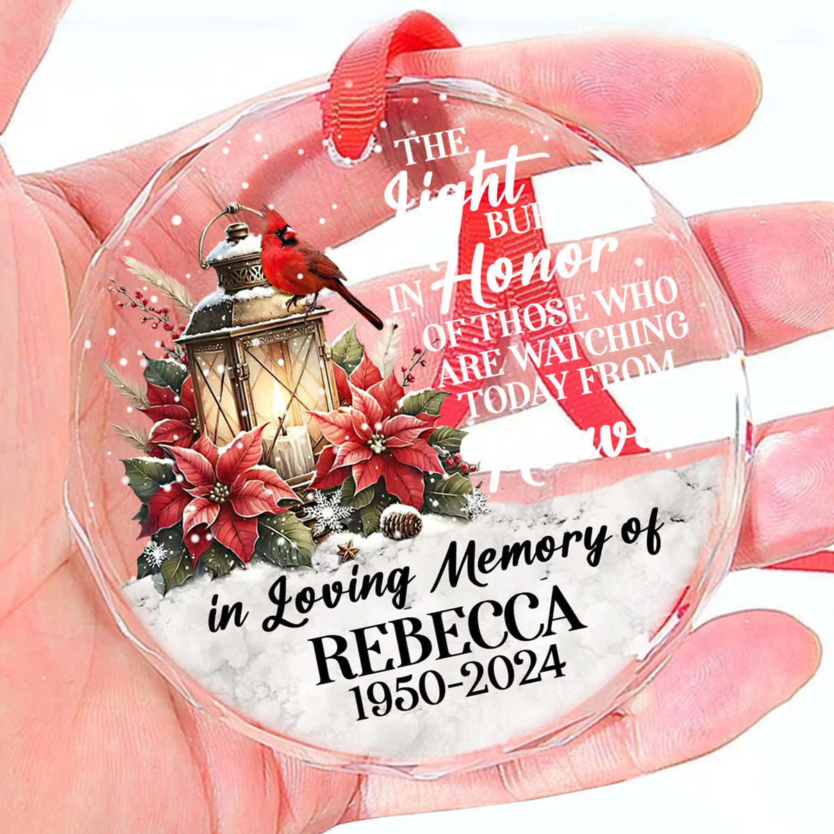 In Loving Memory | Personalized 1-Side Round Glass Ornament JSURGOPPN2671L