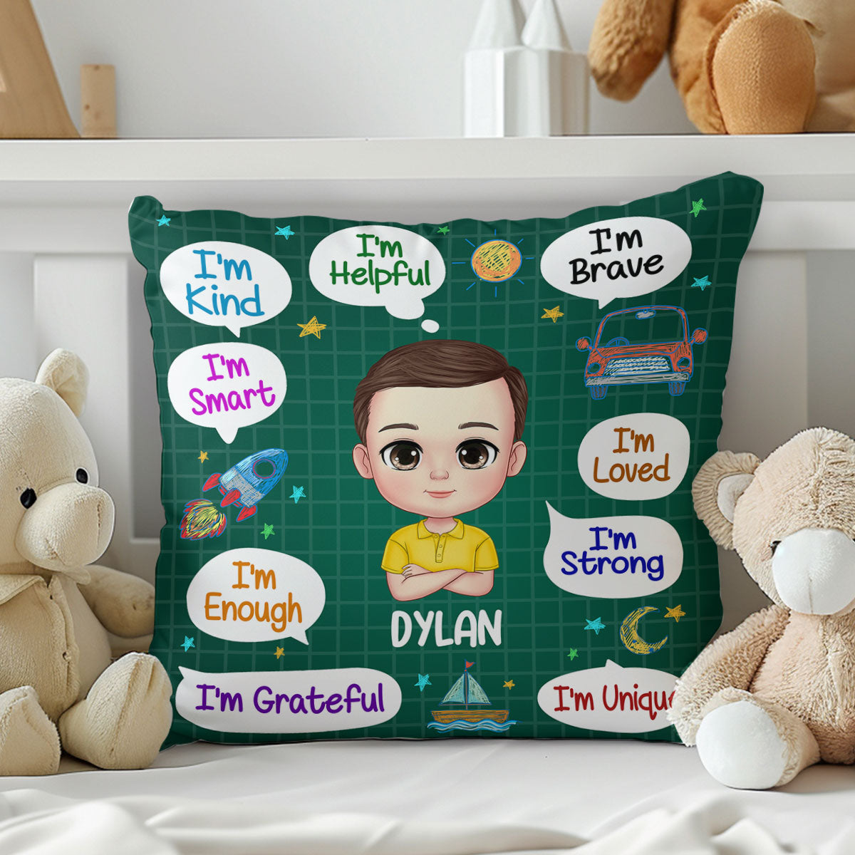 I'm Kind I'm Brave | Personalized Crystal Velvet Pillow JSPILWPH1261L