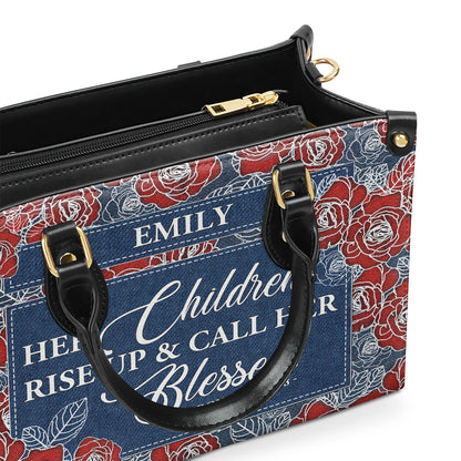 Jesuspirit | Personalized Leather Handbag With Zipper | Her Children Rise Up & Call Her Blessed LHBM789