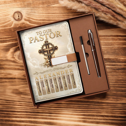 To Our Pastor | Personalized Leather Notebook & Pen Set