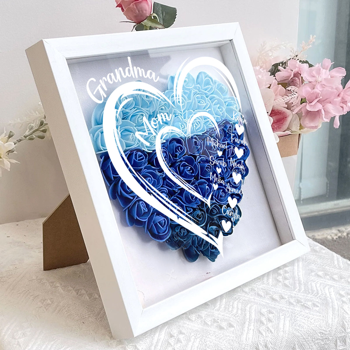Mommy's Hearts  | Personalized Heart Flower Shadow Box