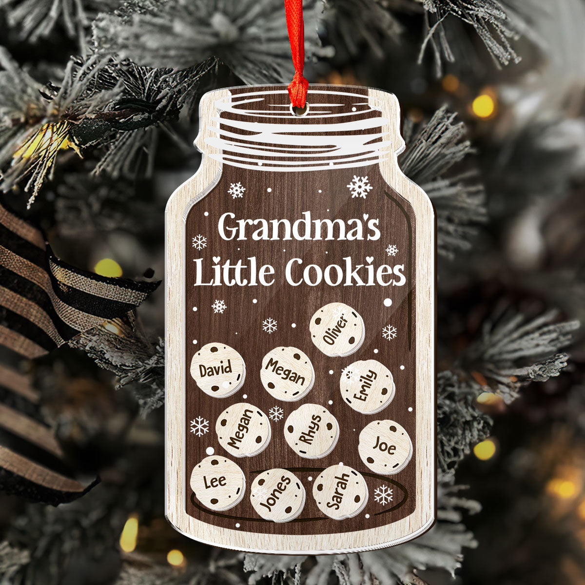 Grandma's Little Cookies | Personalized 3 Layered Christmas Shaker Ornament JSCSOPL2620L