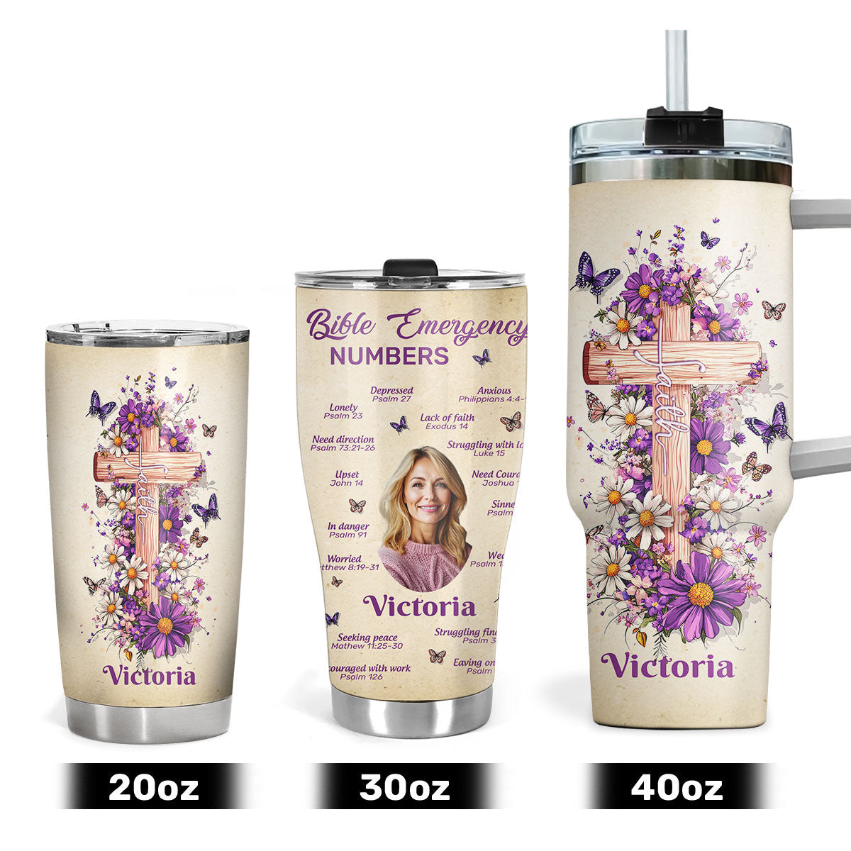 Bible Emergency Numbers | Personalized Stainless Steel Tumbler JSSSTPN2573M