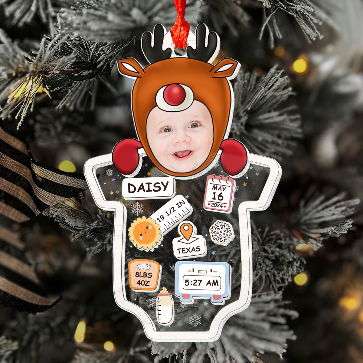 Baby 1st Christmas | Personalized 3 Layered Christmas Shaker Ornament