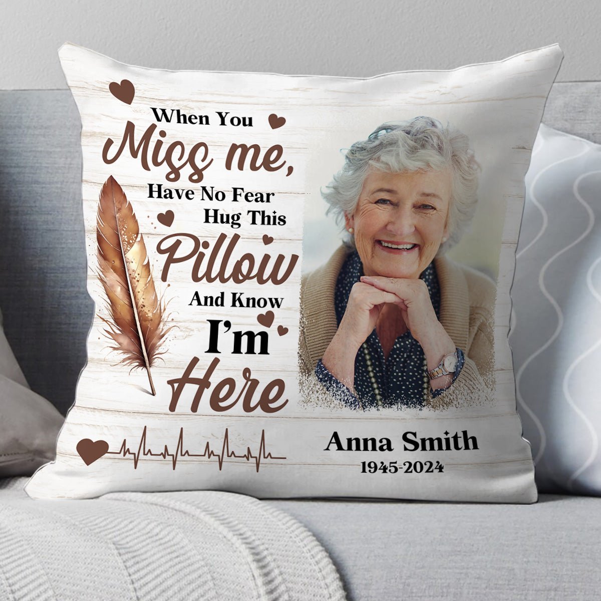 Hug This Pillow And Know I'm Here | Personalized Crystal Velvet Pillow JSPILWHLTN1510M