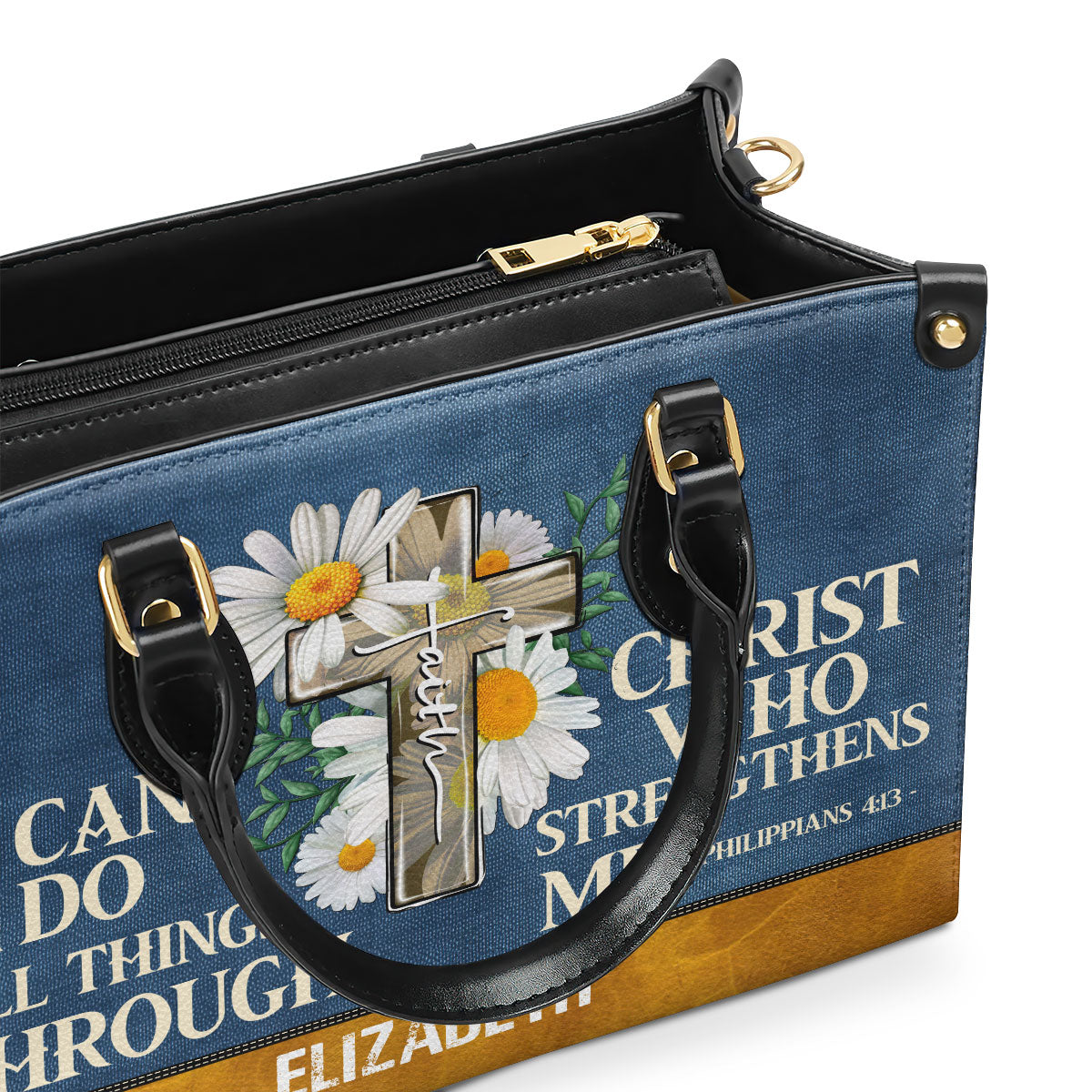 Jesuspirit | Personalized Leather Handbag With Zipper | I Can Do All Things LHBM779