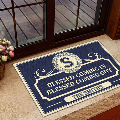 Blessed Coming In Blessed Coming Out | Personalized Doormat JSDMPTN1598TA