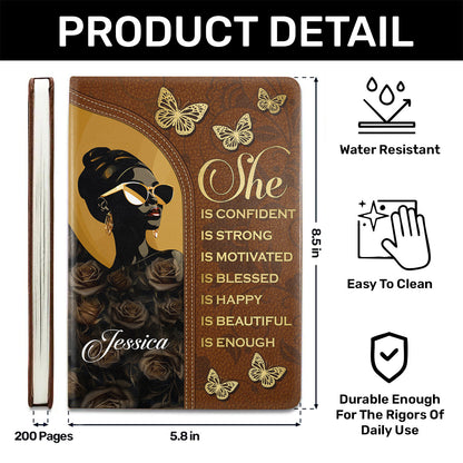 She Is Name | Personalized Leather Cover Notebook