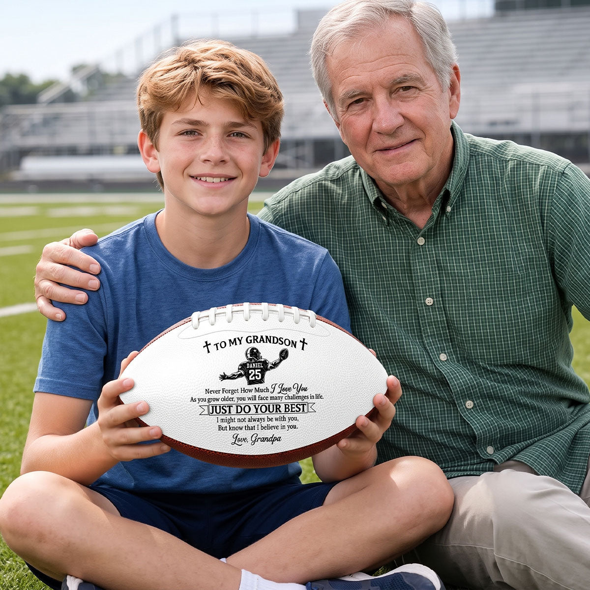 To My Grandson Never Forget How Much I Love You  | Personalized Football