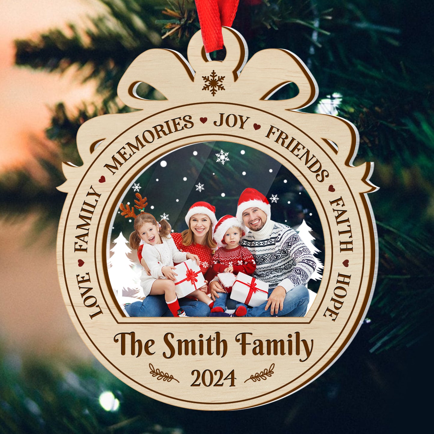 Love Family Joy Faith Hope | Personalized Wood & Acrylic Ornament JSWAOHLL2654TA