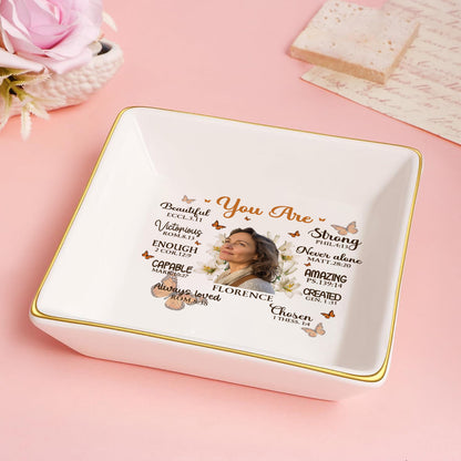 You Are Beautiful Victorious Affirmation | Personalized Jewelry Dish JSJDPPA2832T