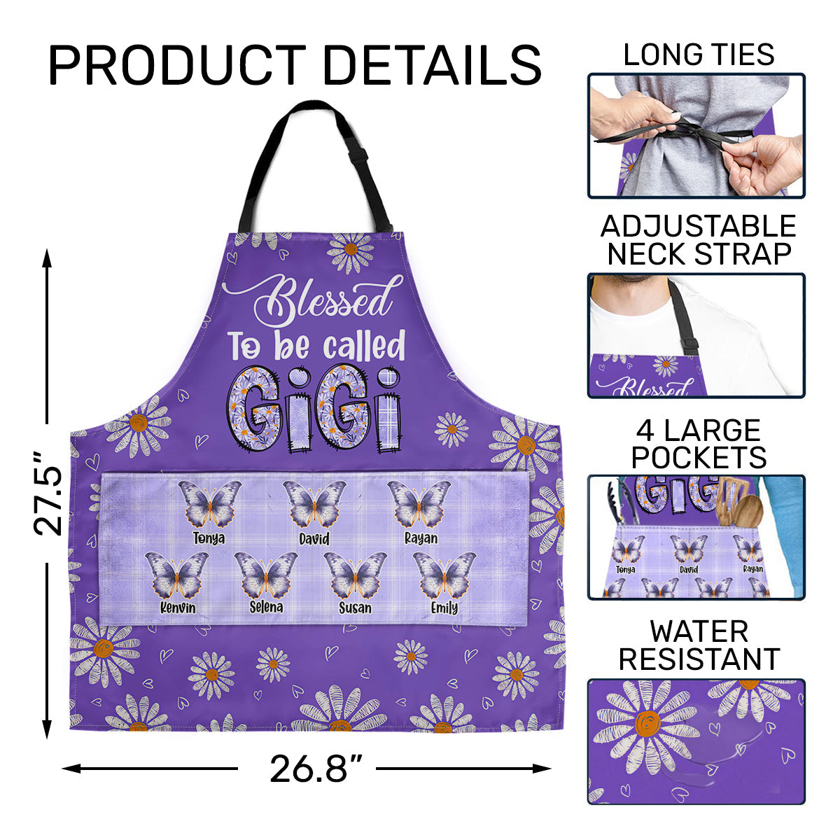 Blessed To Be Called Grandma | Personalized Apron With Pocket