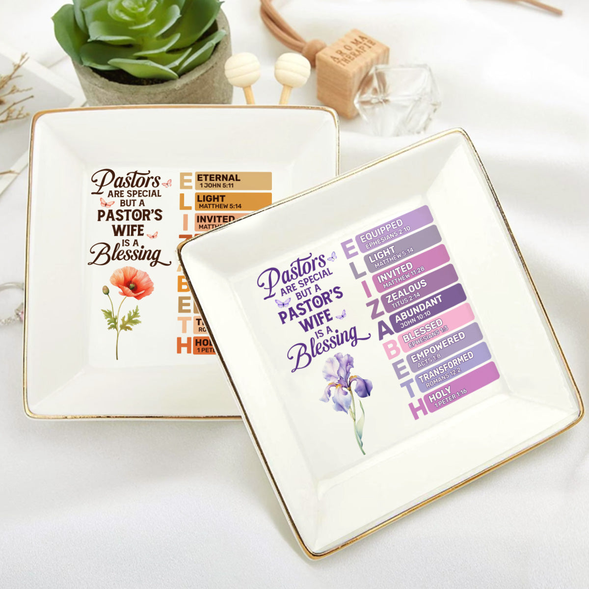 Pastor's Wife Is A Blessing | Personalized Ceramic Ring Dish Square