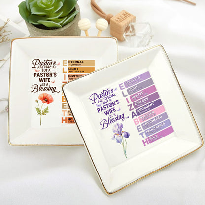 Pastor's Wife Is A Blessing | Personalized Ceramic Ring Dish Square