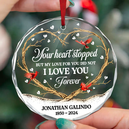 I Love You Forever | Personalized 1-Side Round Glass Ornament