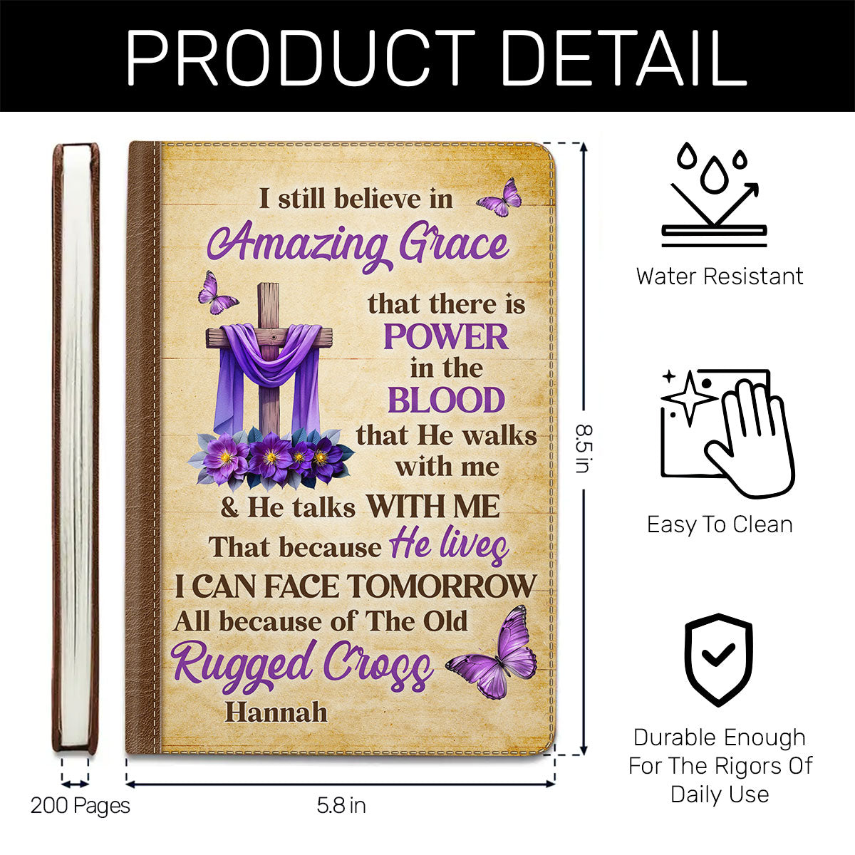 Faith Through The Cross | Personalized Leather Cover Notebook