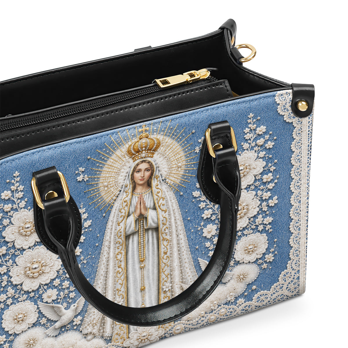 Our Lady Of Fátima In Bloom |  Leather Handbag