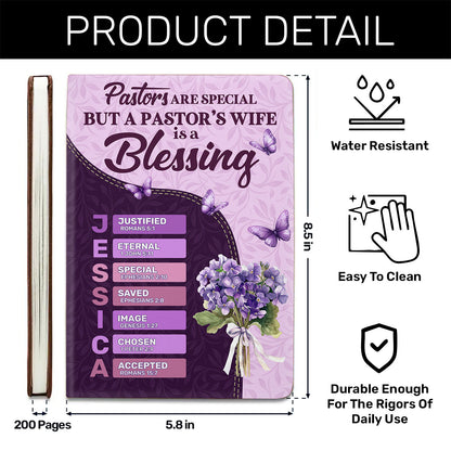 Pastor's Wife Is A Blessing | Personalized Leather Cover Notebook
