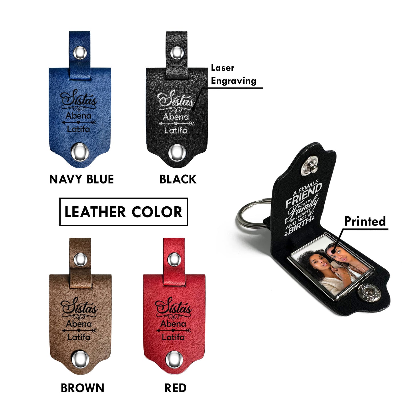 Sistas - Leather Photo Keychain LPKM11