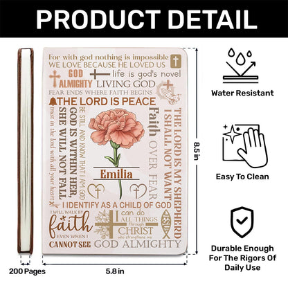 For With God Nothing Is Impossible | Personalized Leather Cover Notebook
