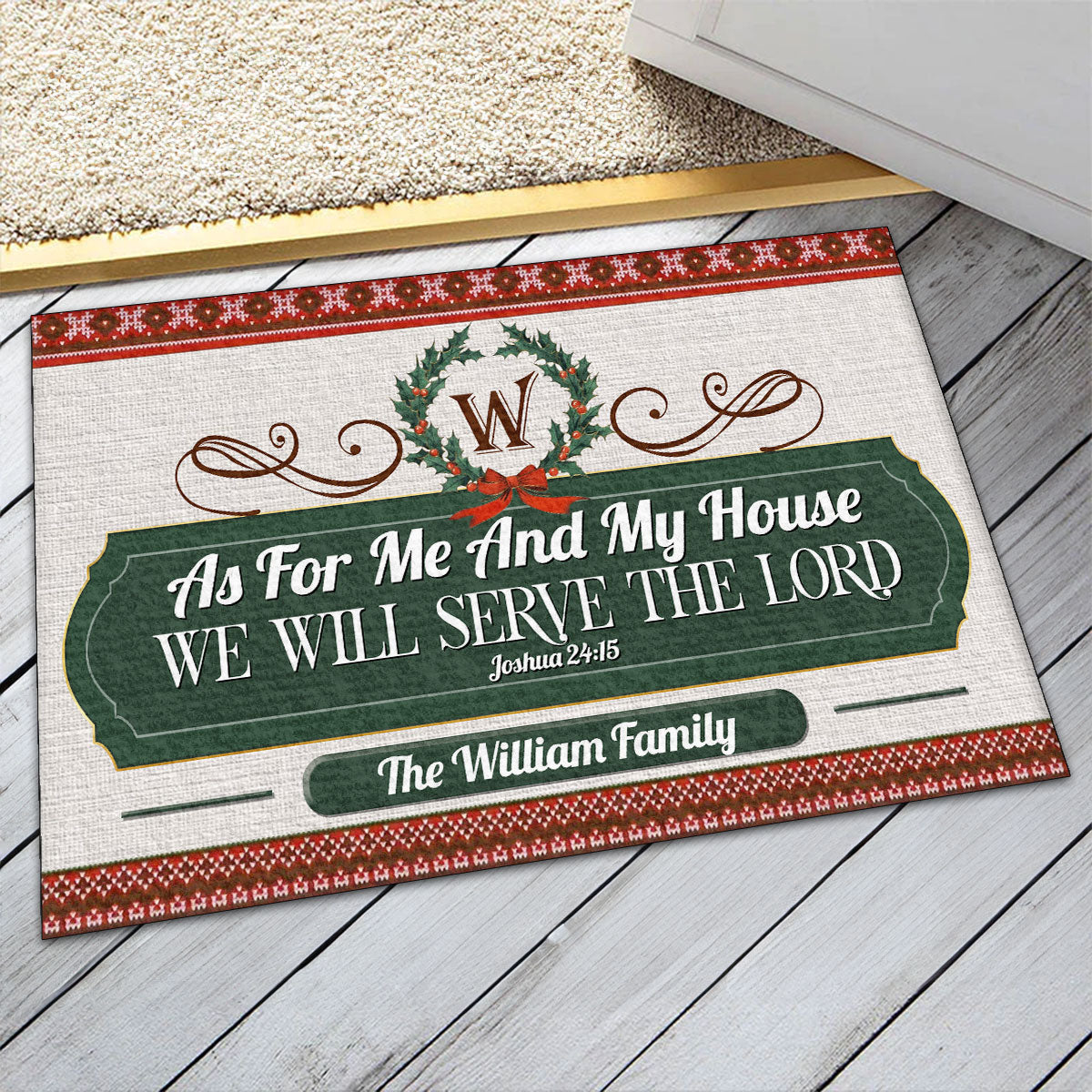 As For Me And My House We Will Serve The Lord | Personalized Doormat