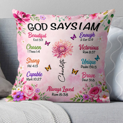 God Says I Am | Personalized Crystal Velvet Pillow