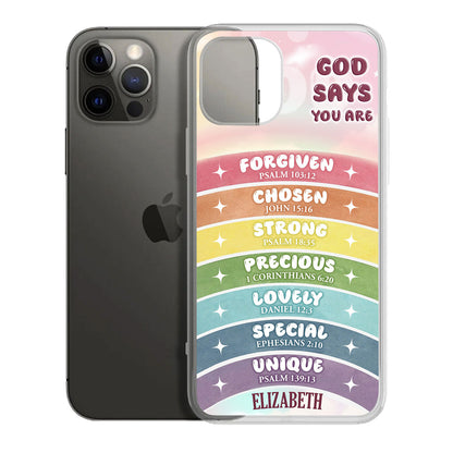 God Says You Are | Personalized Clear Silicone Phone Case