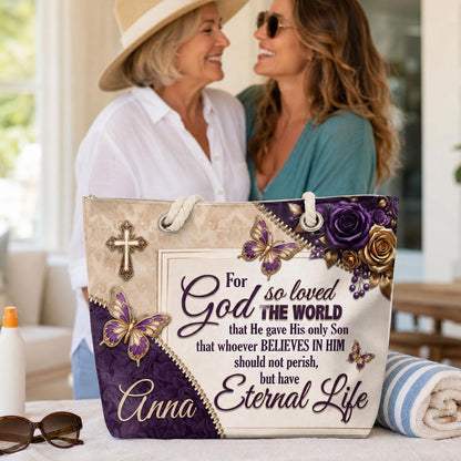 For God So Loved The World | Personalized Beach Bag